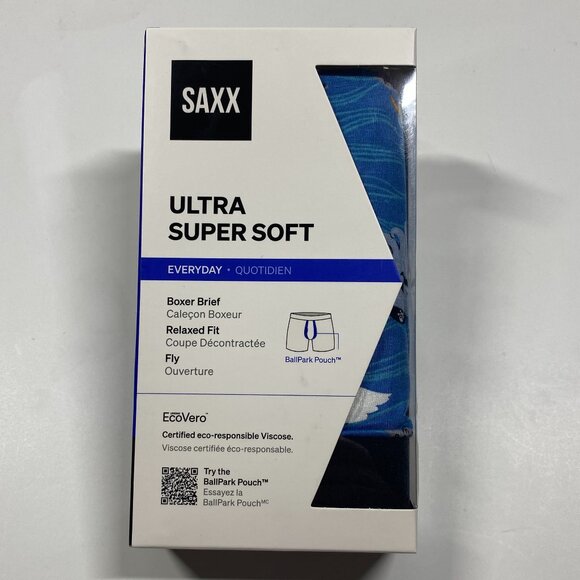 NWT Saxx Ultra Boxer Briefs Relaxed Fit - Seas Tha Day Lake Blue - Size Large - Picture 2 of 4